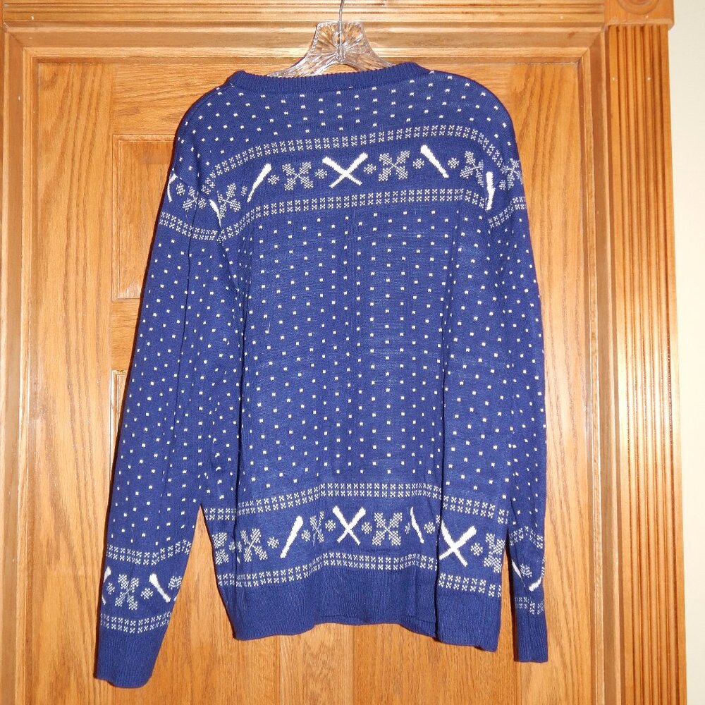 The Sandlot You're Killin' Me Smalls Christmas Sweater Mens Large Blue Fair Isle - Picture 2 of 2